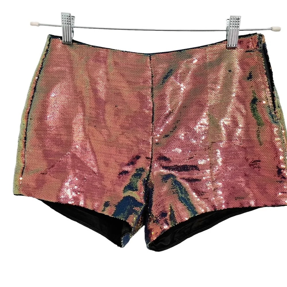 BLANKNYC Cosmic Charge Iridescent Sequin Multi Color Festival Shorts 26